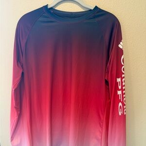 Columbia PFG Fishing Gear Red L/S UPF50 OmniWick/Shade Shirt LRG Surf Beach Hike
